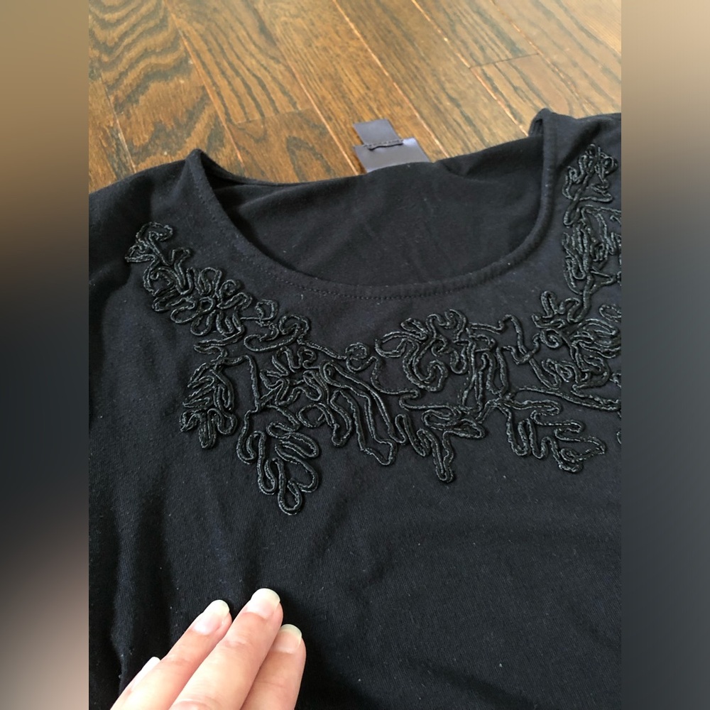 Oh Baby by Motherhood Women’s Maternity S Black 3/4 Sleeved Ruched Tunic Top - Picture 4 of 10